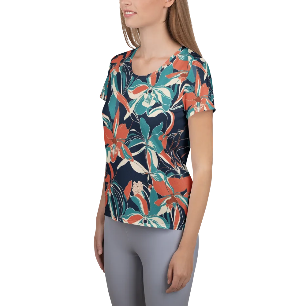 Tidal Blossoms on Women's Athletic T-Shirt — Left