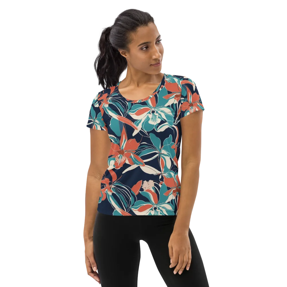 Tidal Blossoms on Women's Athletic T-Shirt — Front