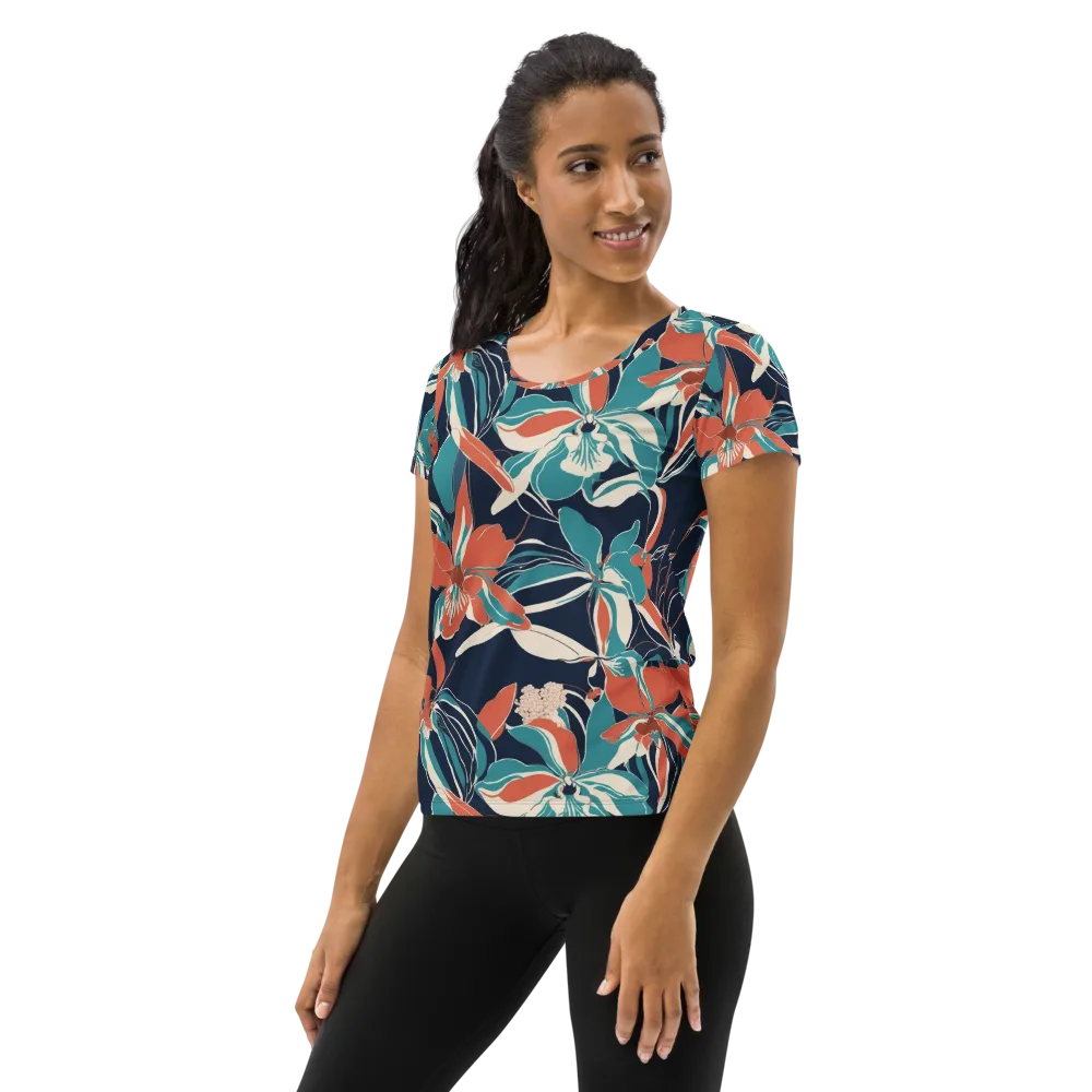 Tidal Blossoms on Women's Athletic T-Shirt — Left