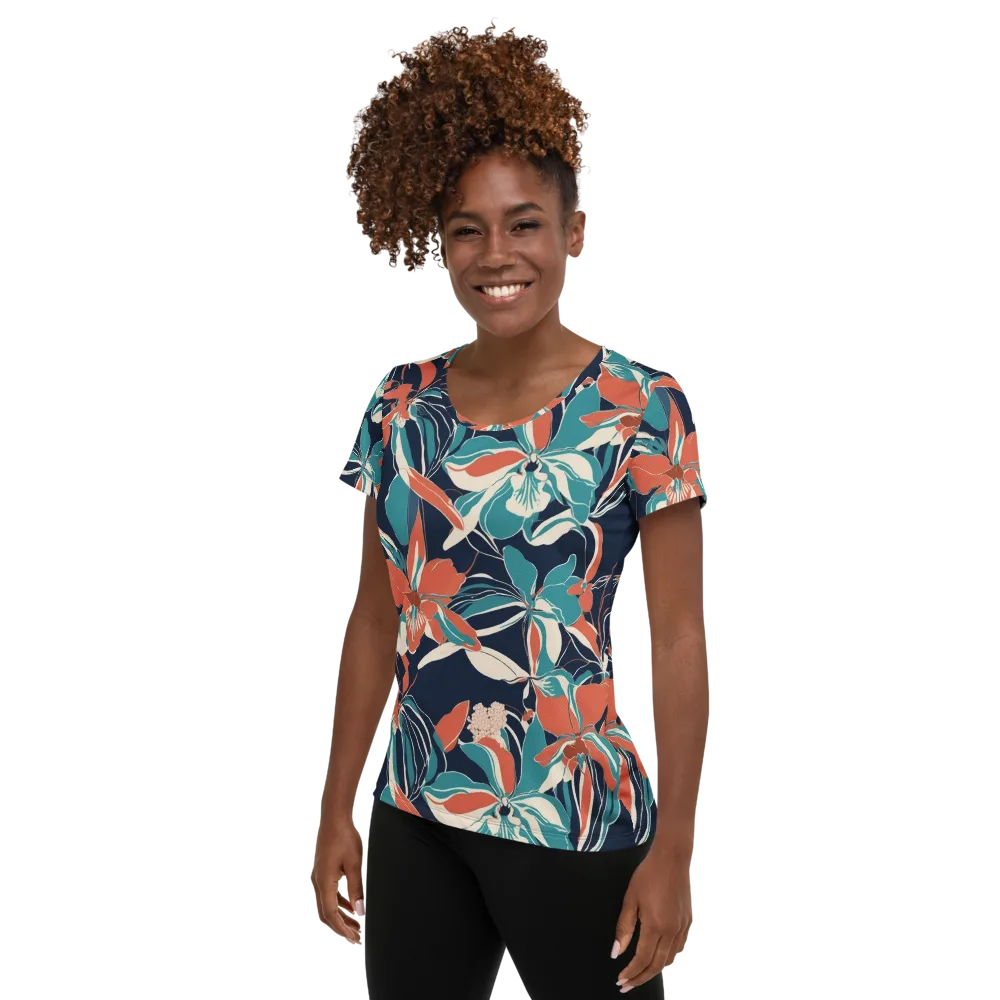 Tidal Blossoms on Women's Athletic T-Shirt — Left