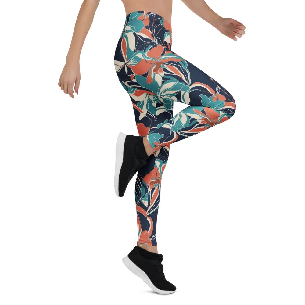 Tidal Blossoms on Leggings — Right