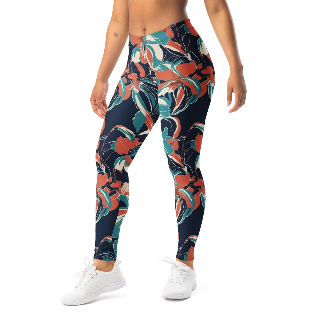 Tidal Blossoms on Leggings — Left Front
