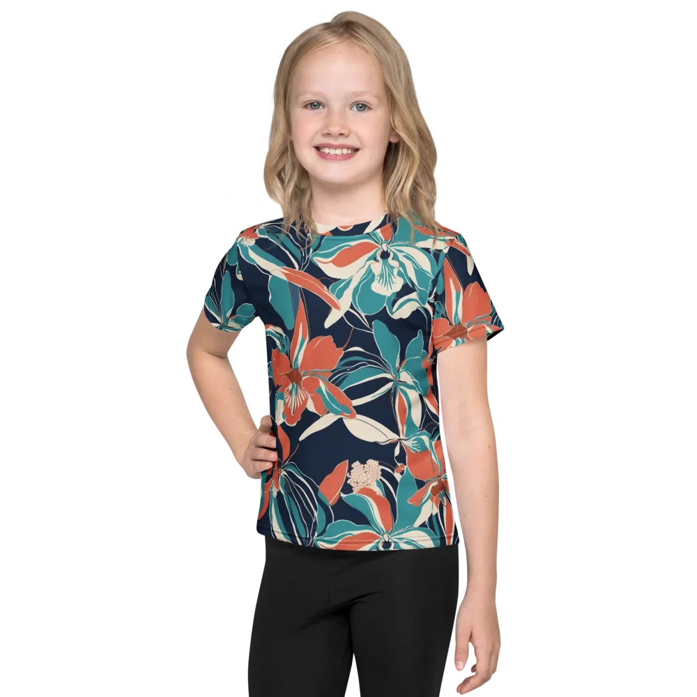 Tidal Blossoms on Kids Crew Neck T-Shirt — Front