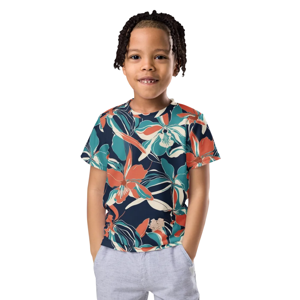 Tidal Blossoms on Kids Crew Neck T-Shirt — Front