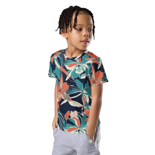 Tidal Blossoms on a Kids Crew Neck T-Shirt