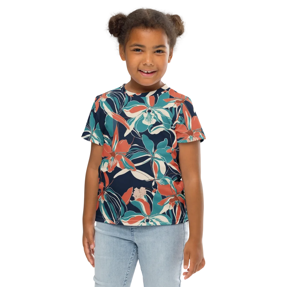 Tidal Blossoms on Kids Crew Neck T-Shirt — Front