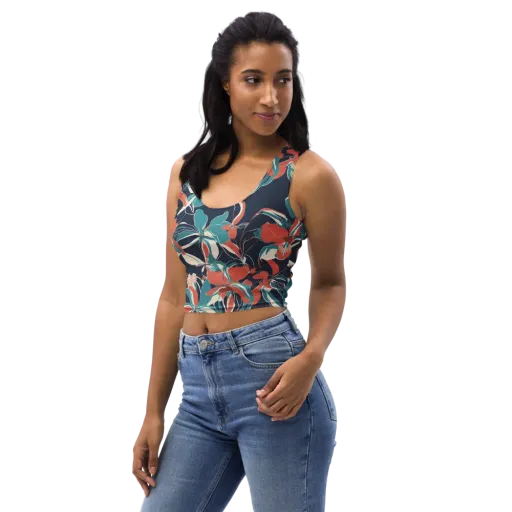 Tidal Blossoms on a Crop Top