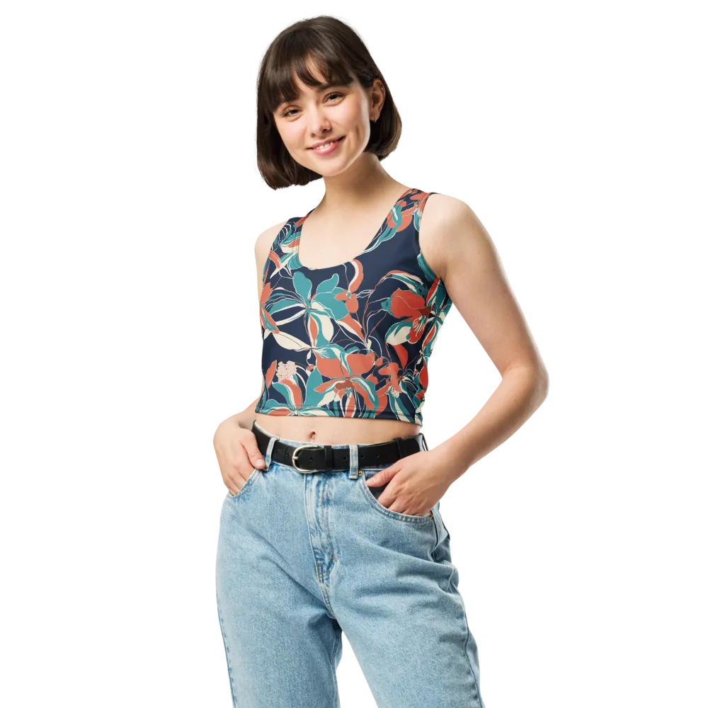 Tidal Blossoms on Crop Top — Front