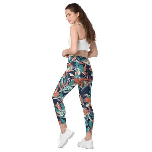 Tidal Blossoms on a Leggings with Pockets