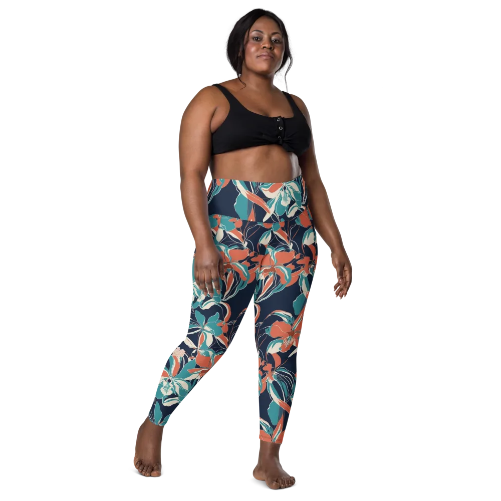 Tidal Blossoms on Leggings with Pockets — Front