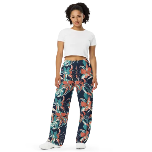 Tidal Blossoms on a Wide-Leg Pants