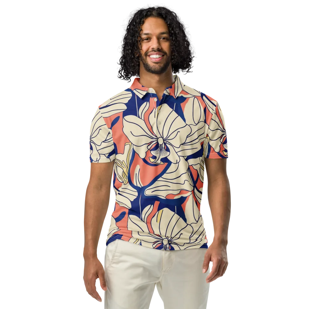Coral Orchid on Men's Slim Fit Polo Shirt — Front