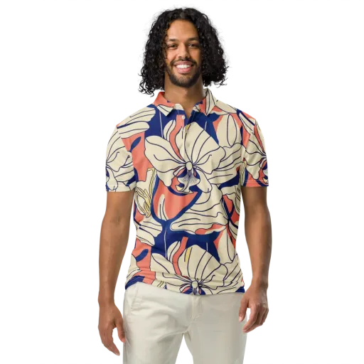 Coral Orchid on a Men's Slim Fit Polo Shirt