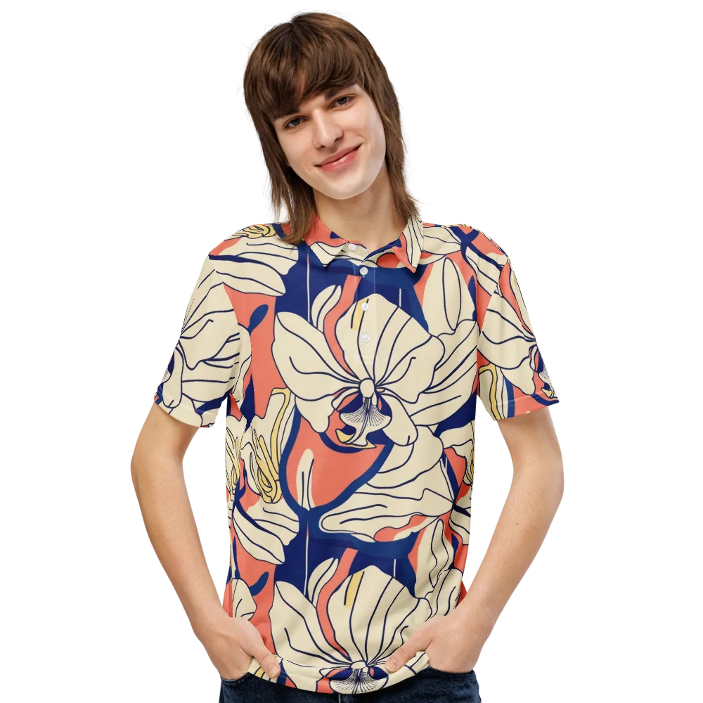 Coral Orchid on Men's Slim Fit Polo Shirt — Front