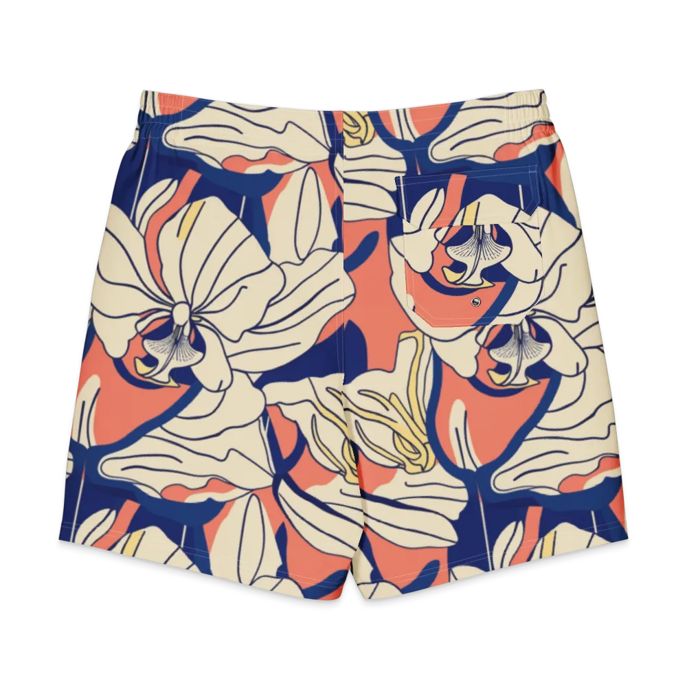 Coral Orchid on Men's Board Shorts — Back