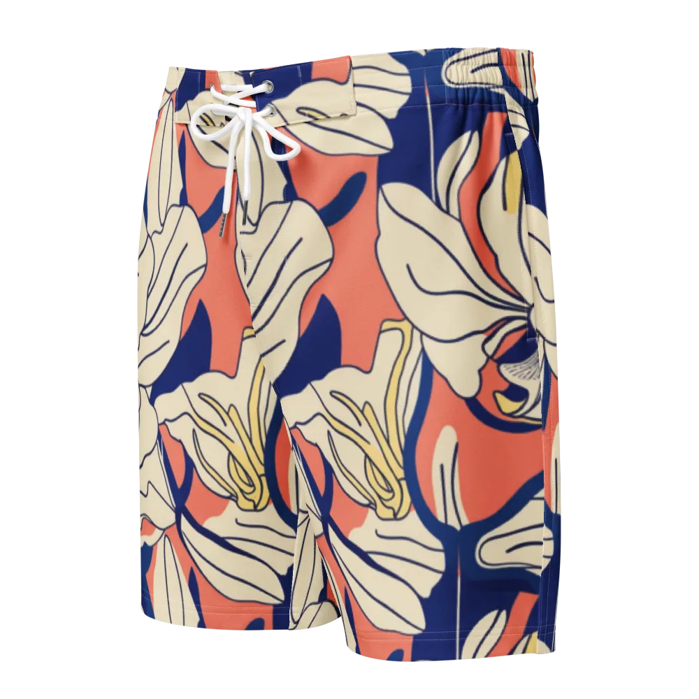 Coral Orchid on Men's Board Shorts — Front