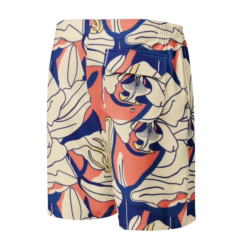 Coral Orchid on Men's Board Shorts — Back