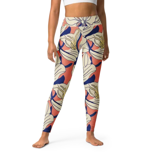 Coral Orchid on a Yoga Leggings