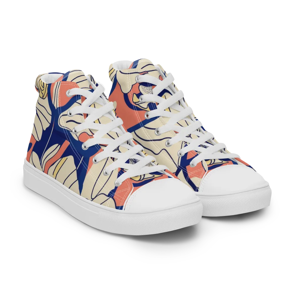 Coral Orchid on Men's High Top Canvas Shoes — Right Front