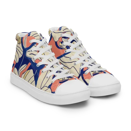 Coral Orchid on a Men's High Top Canvas Shoes