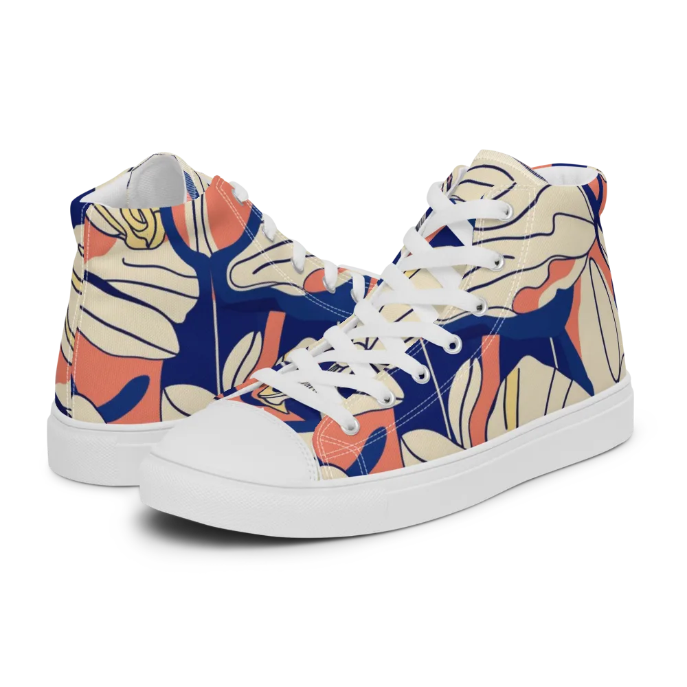 Coral Orchid on Men's High Top Canvas Shoes — Left