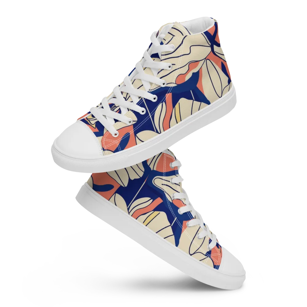 Coral Orchid on Men's High Top Canvas Shoes — Front