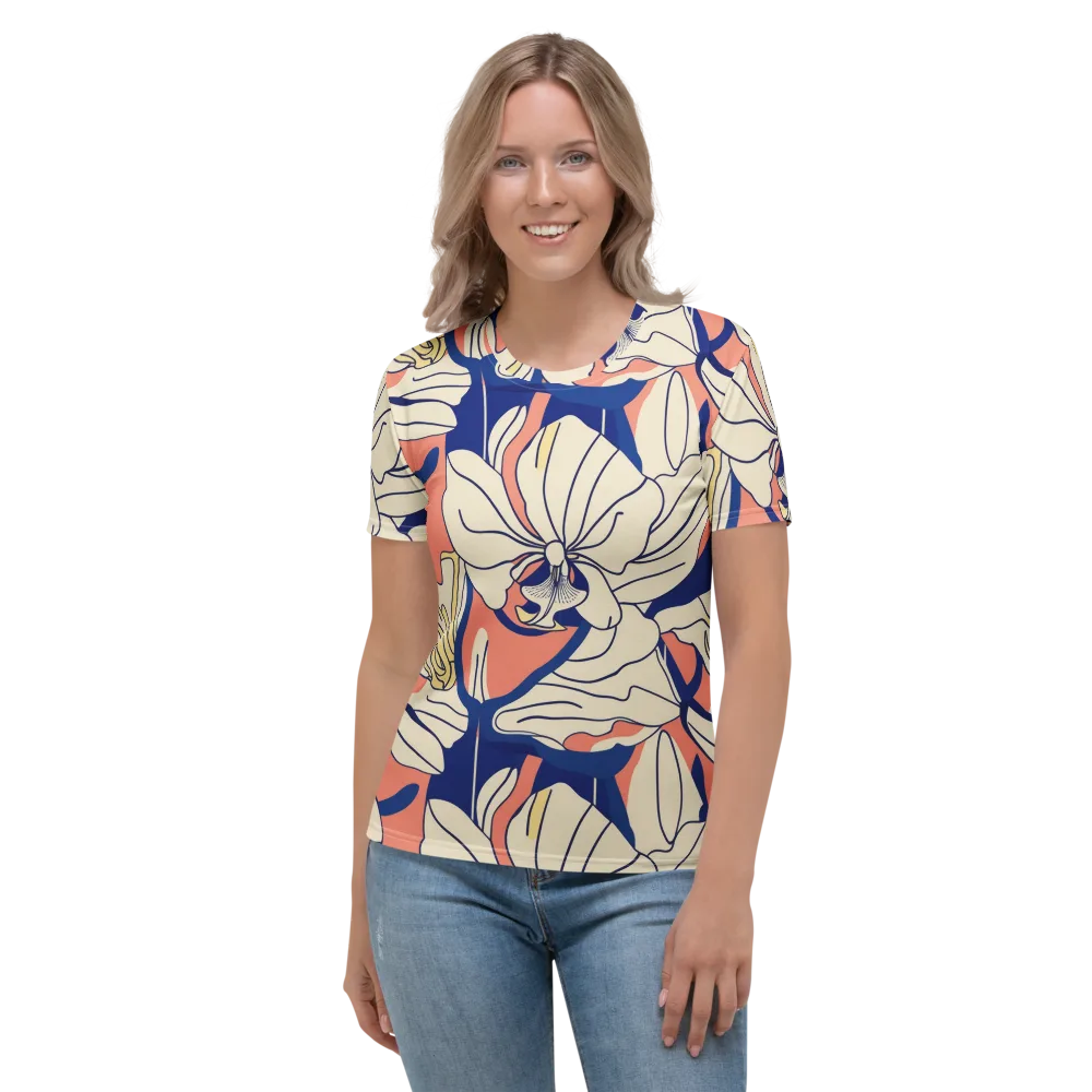 Coral Orchid on Women's Crew Neck T-Shirt — Front
