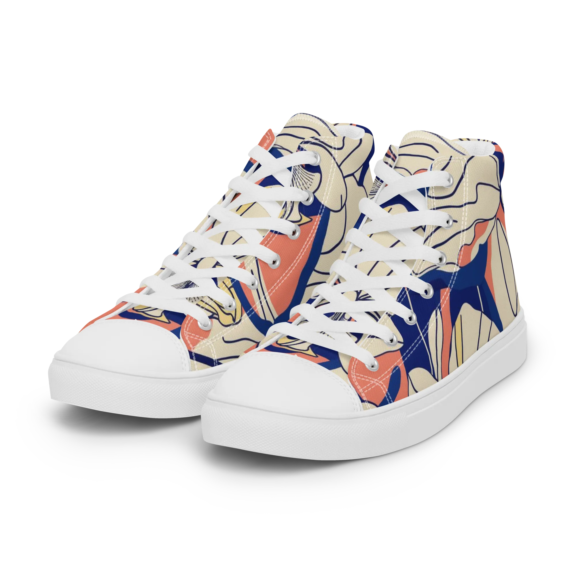 Coral Orchid on Women's High Top Canvas Shoes — Left Front