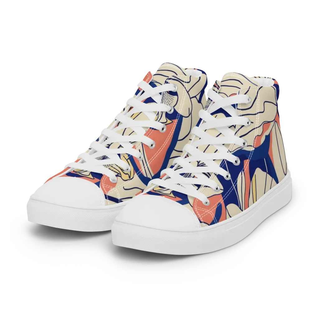 Coral Orchid on Women's High Top Canvas Shoes — Left Front