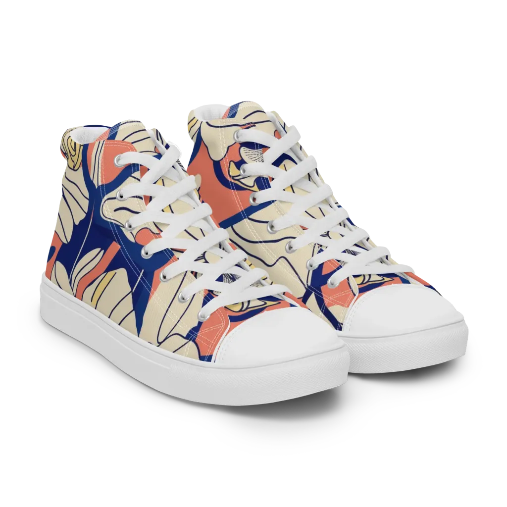 Coral Orchid on Women's High Top Canvas Shoes — Right Front