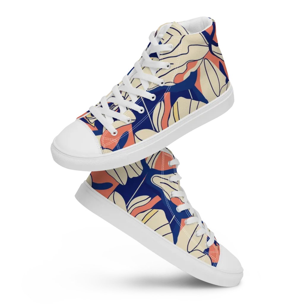 Coral Orchid on Women's High Top Canvas Shoes — Front