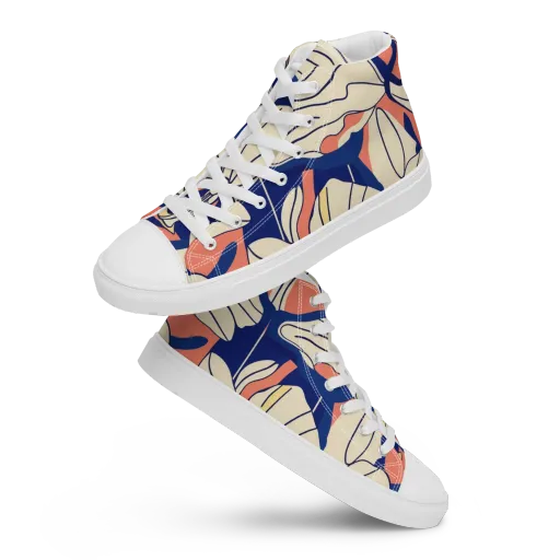 Coral Orchid on a Women's High Top Canvas Shoes