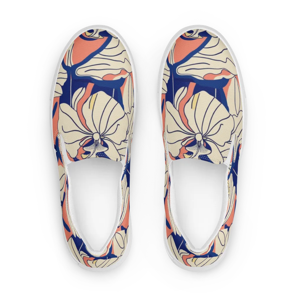 Coral Orchid on Men's Slip-On Canvas Shoes — Front