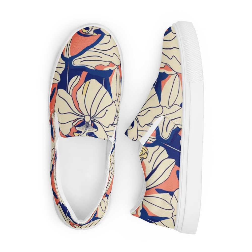 Coral Orchid on Men's Slip-On Canvas Shoes — Front