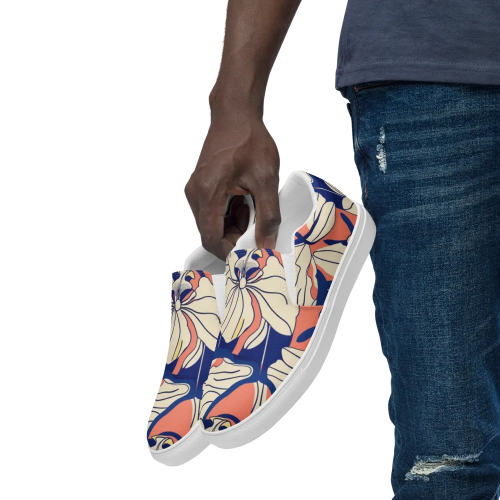 Coral Orchid on Men's Slip-On Canvas Shoes — Left Front