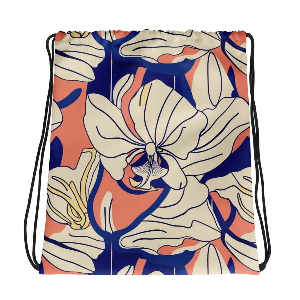 Coral Orchid on Drawstring Bag — Photo