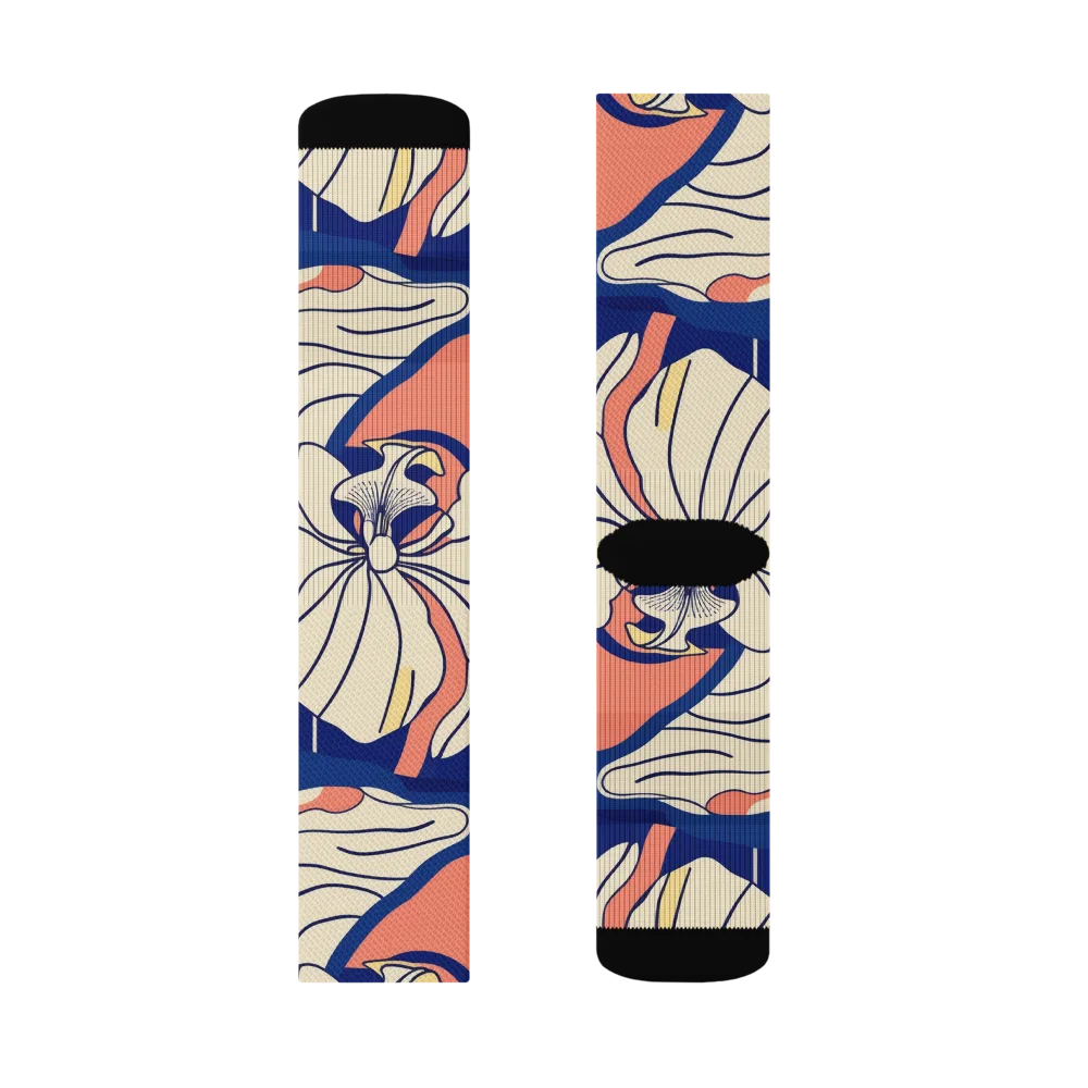Coral Orchid on Socks — Right Sock