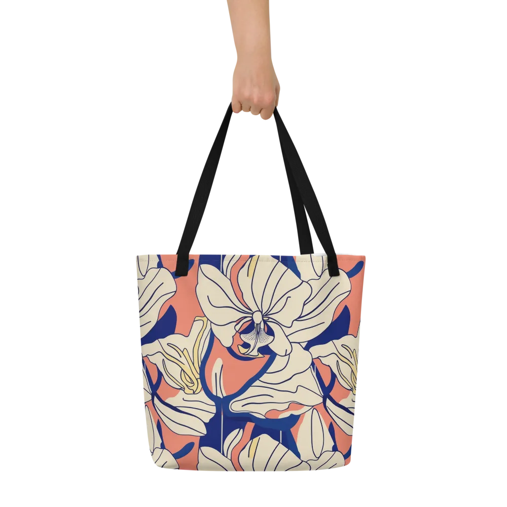 Coral Orchid on Large Tote Bag W/ Pocket — Front
