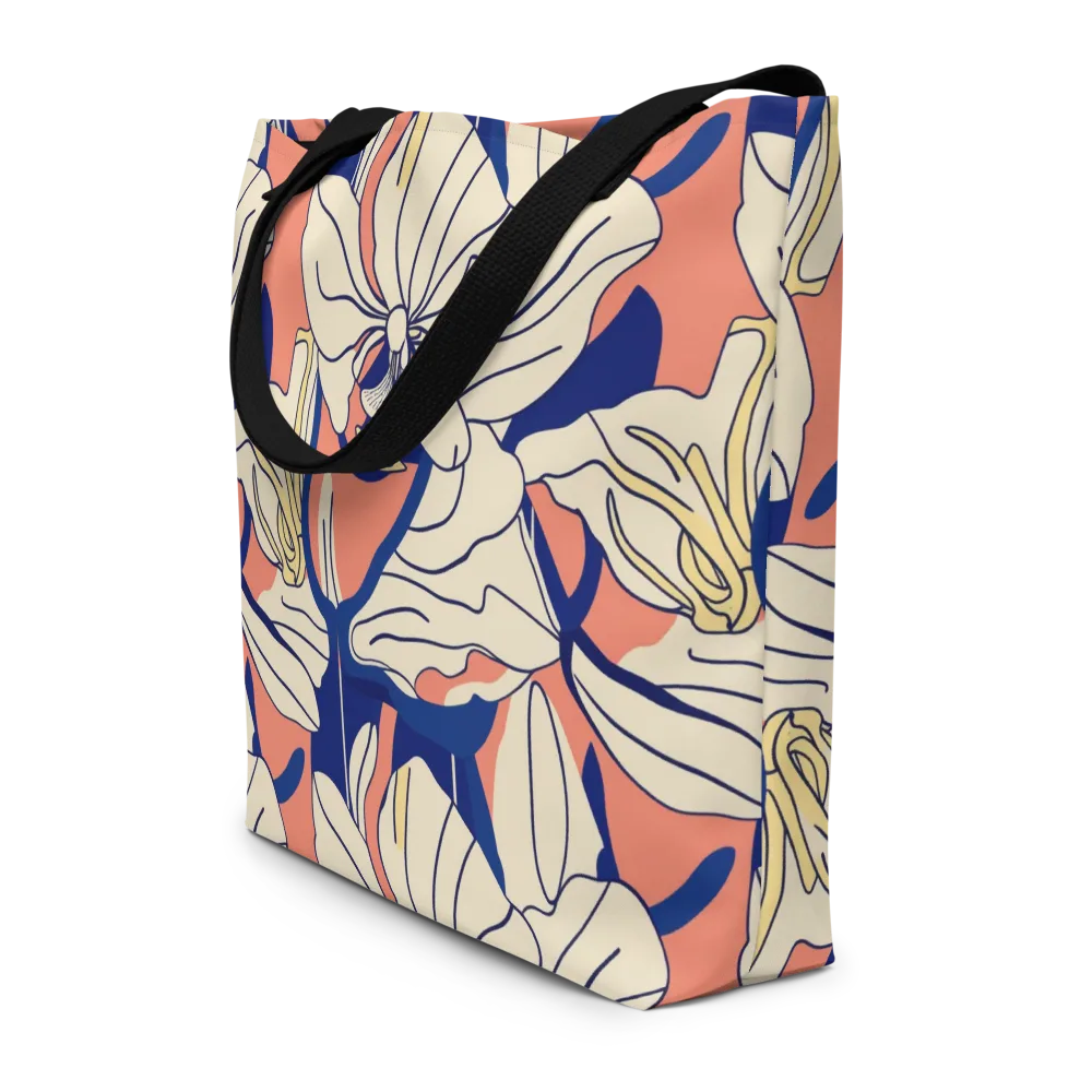 Coral Orchid on Large Tote Bag W/ Pocket — Front