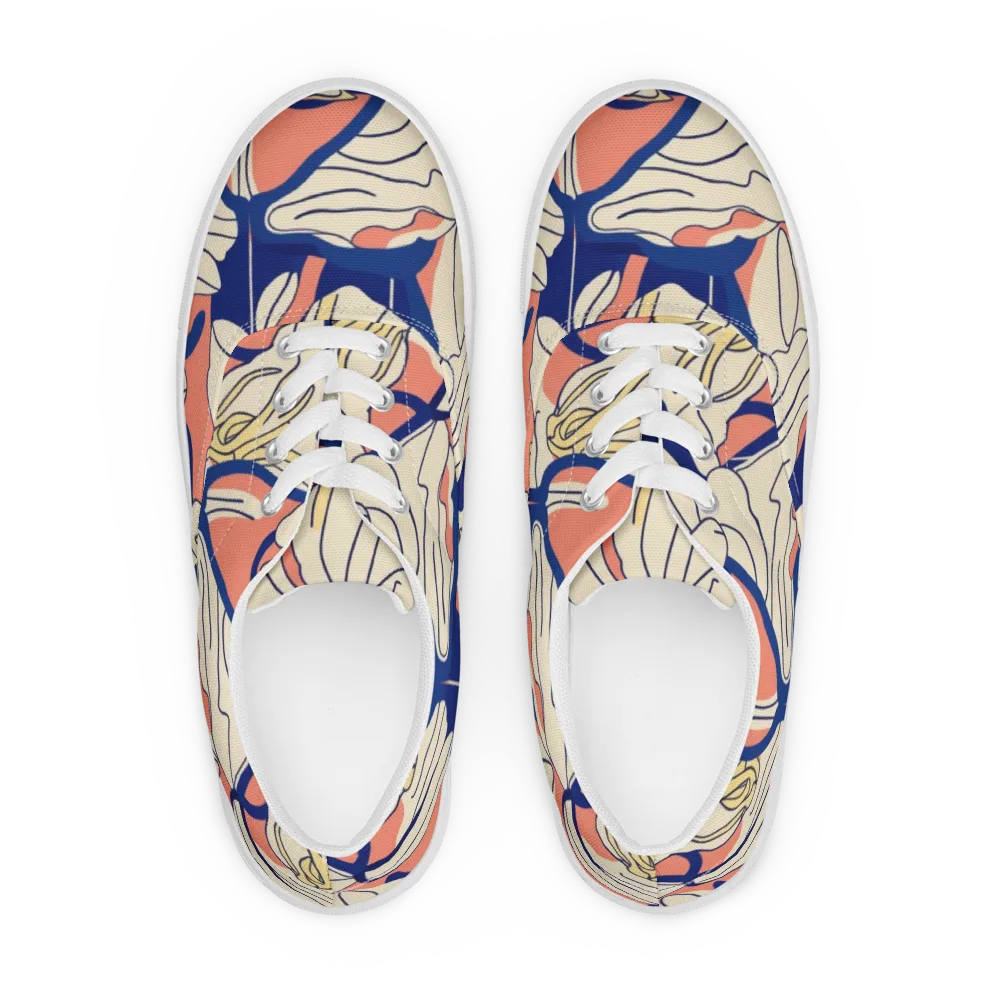 Coral Orchid on Men's Lace-Up Canvas Shoes — Front