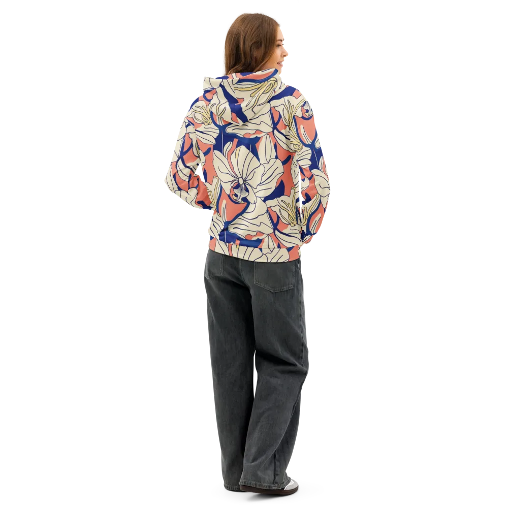 Coral Orchid on Cotton Hoodie — Back