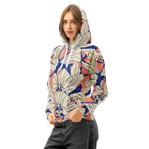 Coral Orchid on a Cotton Hoodie