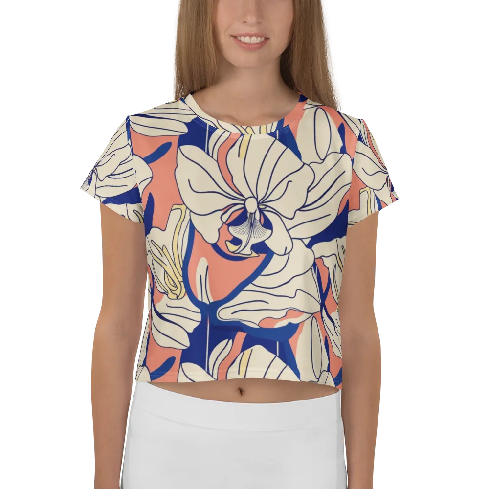 Coral Orchid on Crop Tee — Front