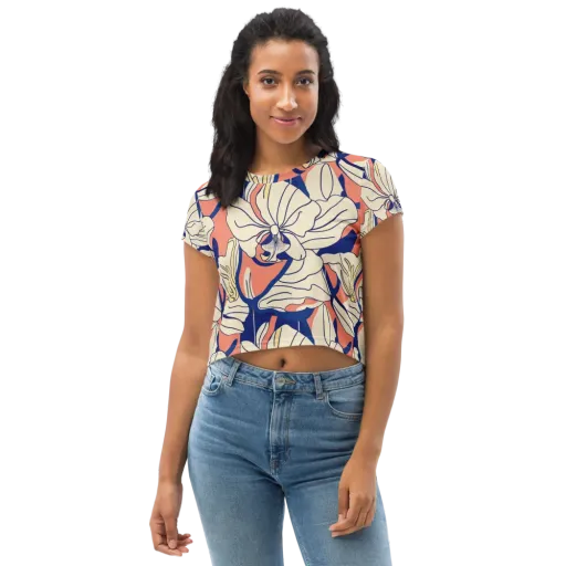 Coral Orchid on a Crop Tee