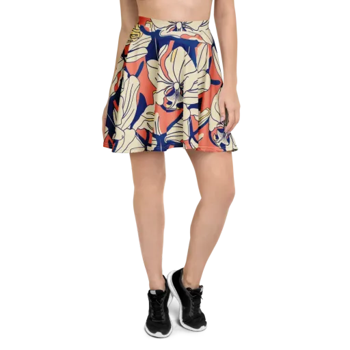 Coral Orchid on a Skater Skirt