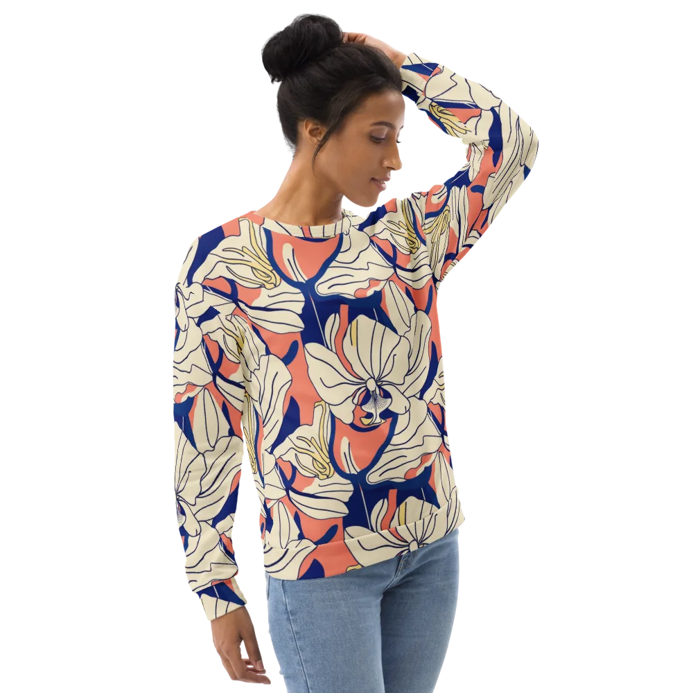 Coral Orchid on Sweatshirt — Right Front