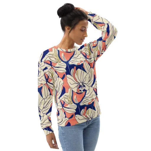 Coral Orchid on a Sweatshirt