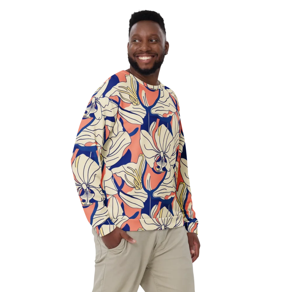 Coral Orchid on Sweatshirt — Front