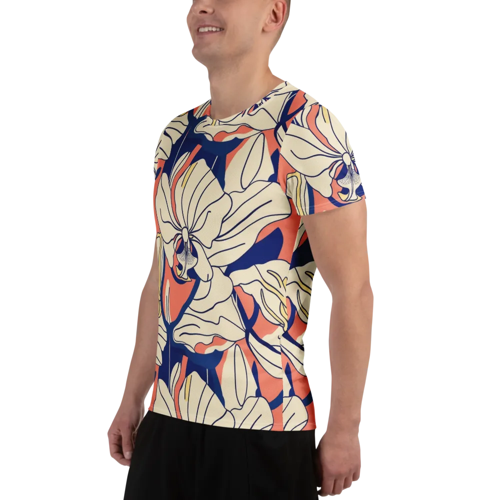 Coral Orchid on Men's Athletic T-Shirt — Left