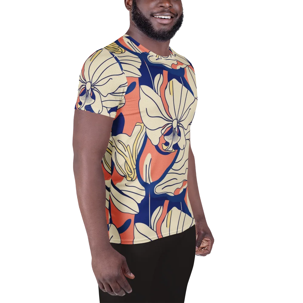 Coral Orchid on Men's Athletic T-Shirt — Right